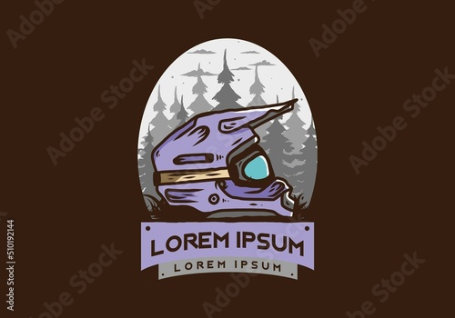 Outdoor motocross trail helmet illustration