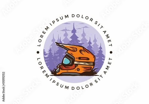 Outdoor motocross trail helmet illustration