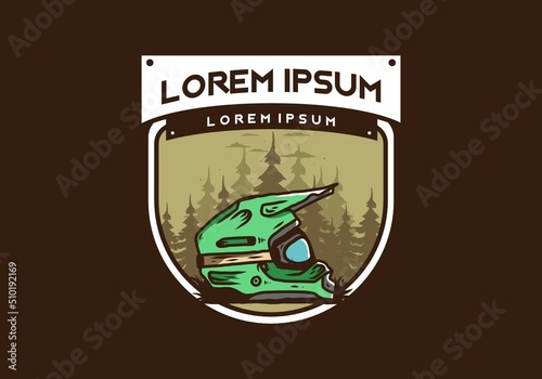 Outdoor motocross trail helmet illustration