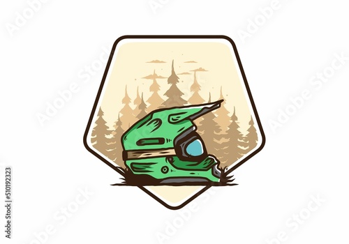 Outdoor motocross trail helmet illustration