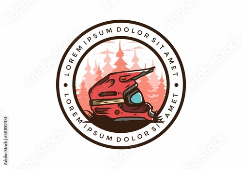 Outdoor motocross trail helmet illustration