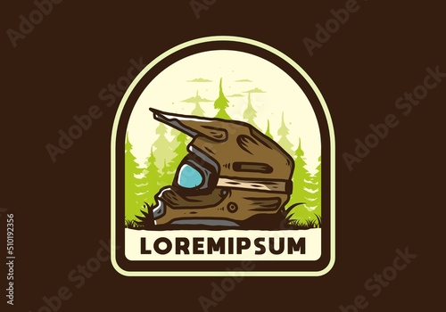 Outdoor motocross trail helmet illustration