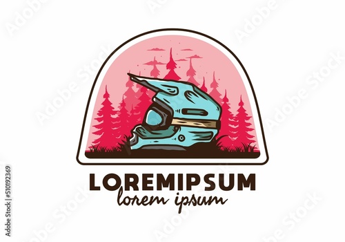 Outdoor motocross trail helmet illustration
