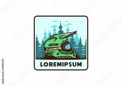 Outdoor motocross trail helmet illustration