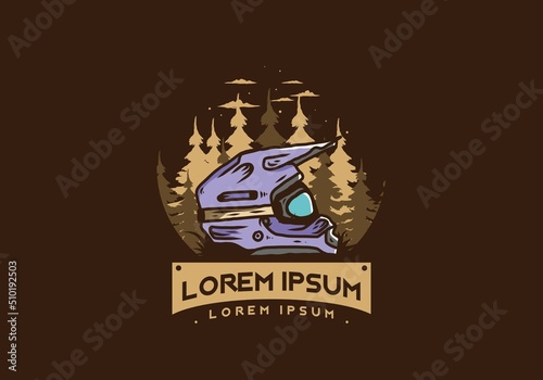 Outdoor motocross trail helmet illustration