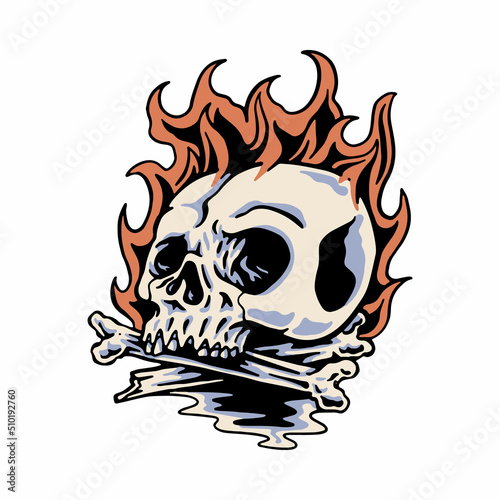 Skull and fire graphic illustration vector art t-shirt design