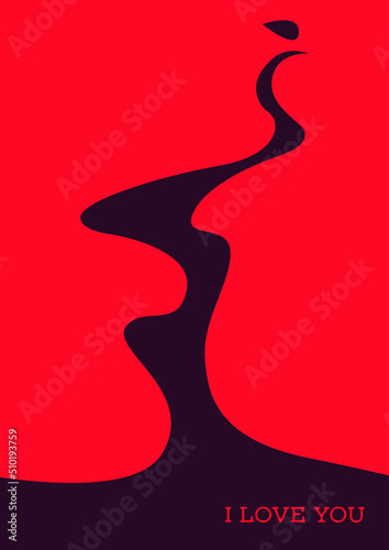 vector minimalist elegant poster. silhouette of two passionately kissing people in love in pink colors. elements isolated. useful for valentine's day card, kiss day card, print, poster, logo, label.