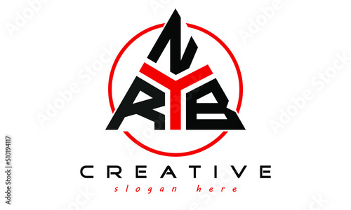 RNB three letter creative triangle shape in circle logo design vector template. typography logo | Letter mark logo | initial logo | flat logo |  minimalist logo | 