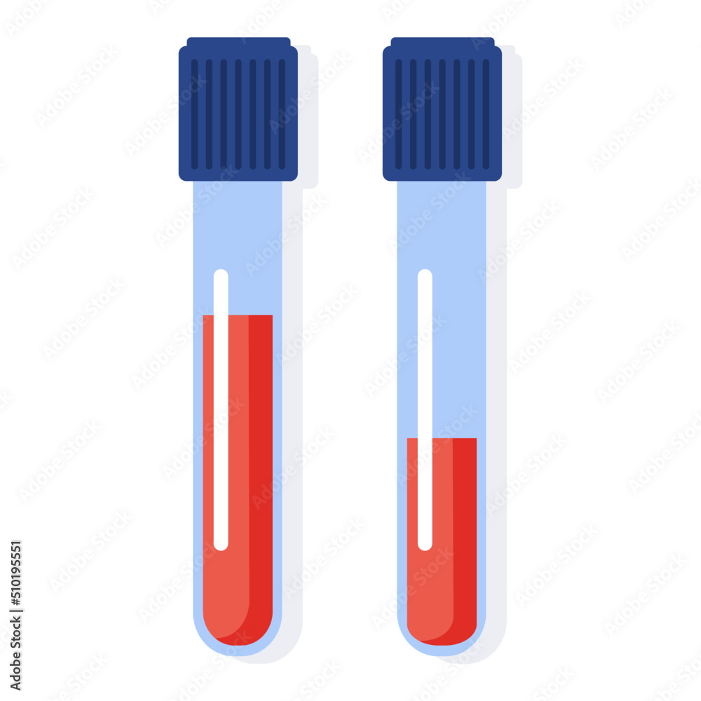Medical blood test flat concept. Chemical laboratory analysis, medical