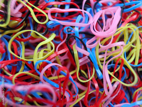 group of rubben band in variety color, rubber band texture © nopember30