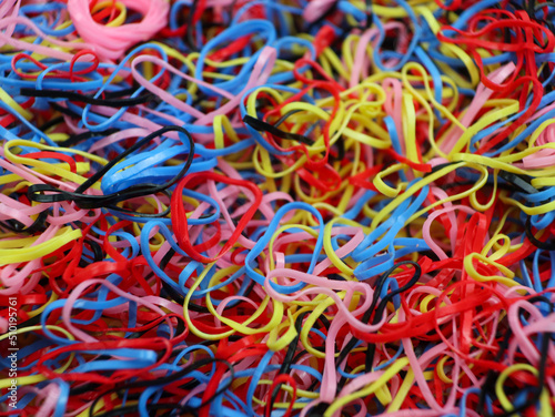 group of rubben band in variety color  rubber band texture
