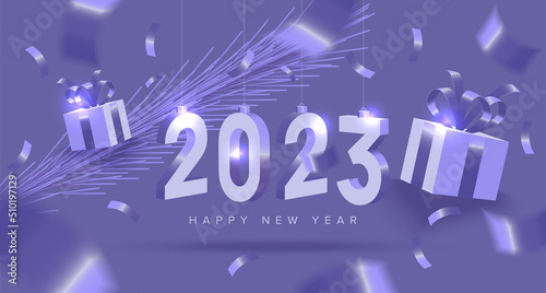 Happy new year 2023 with very peri color banner template