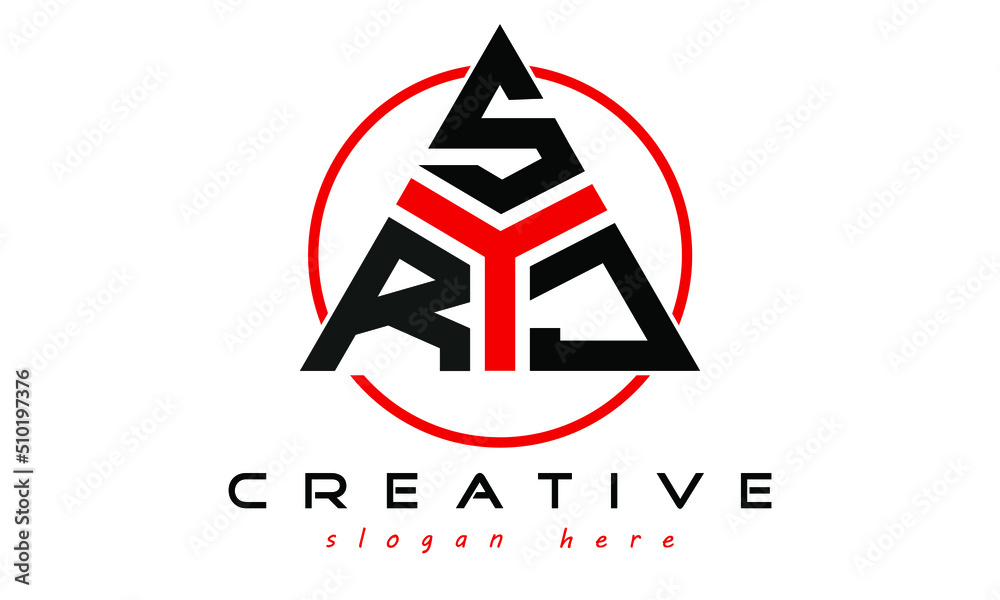 RSJ three letter creative triangle shape in circle logo design vector ...