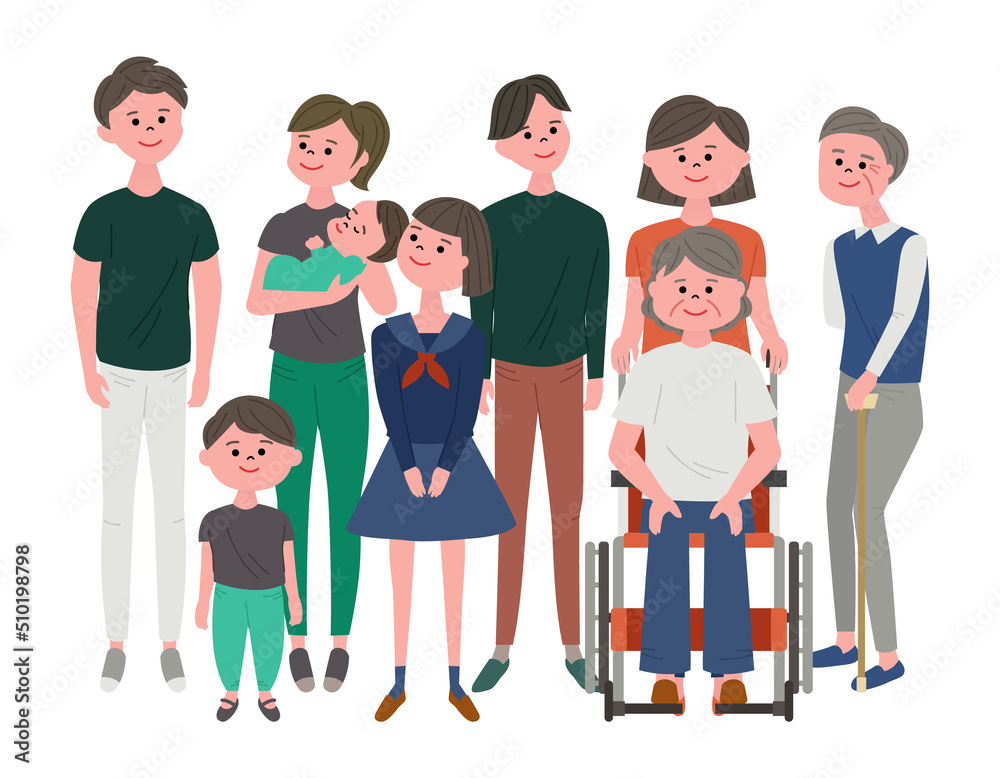 大家族のイラスト 大家族のイラスト
