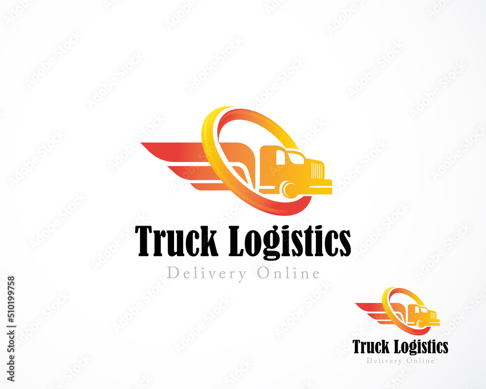 truck logistics logo creative color gradient express transport design concept fast