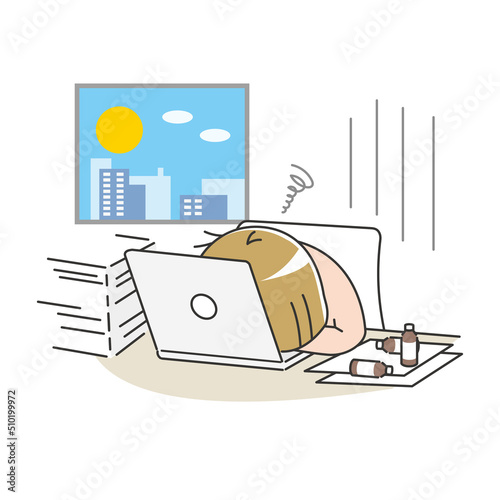 仕事が忙しすぎてダウンした女性【ピンク】