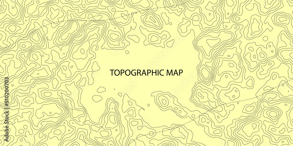 Topographic map background. Geographic abstract patterns grid. The topo contour map with stylized height. Mountain trail terrain, terrain path. Old yellow Background. Vector illustration.