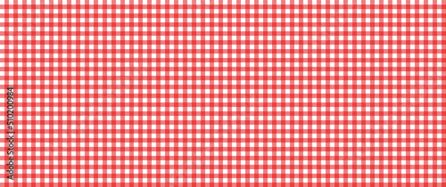 Red and white checkered tablecloth fabric background vector seamless texture pattern. photo