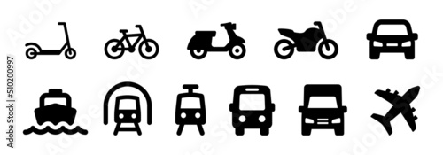 Foto Transport icon set. Collection of vehicle vector symbol.