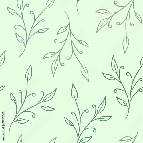 Green leaves seamless repeat pattern