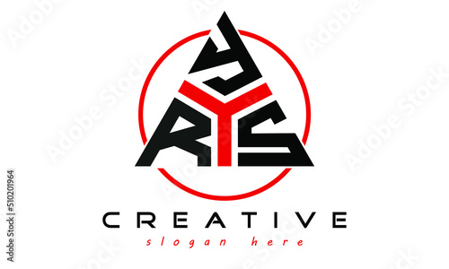 RYS three letter creative triangle shape in circle logo design vector template. typography logo | Letter mark logo | initial logo | flat logo |  minimalist logo | 