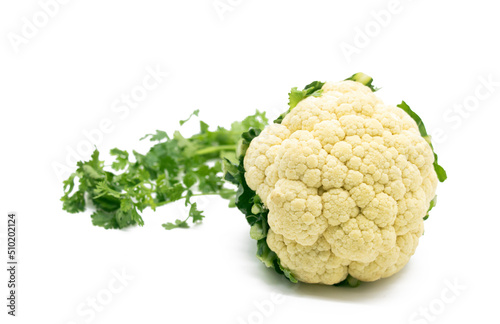 Cauliflower isolated on white background.fresh cauliflower Clipping Path. Quality macro photo