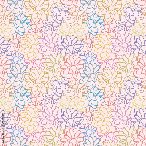 Colorful vintage floral pattern with daisy flowers