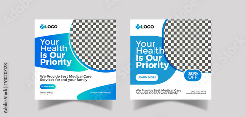 Medical healthcare social media post and  banner design template
