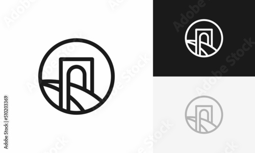 simple bridge line logo design