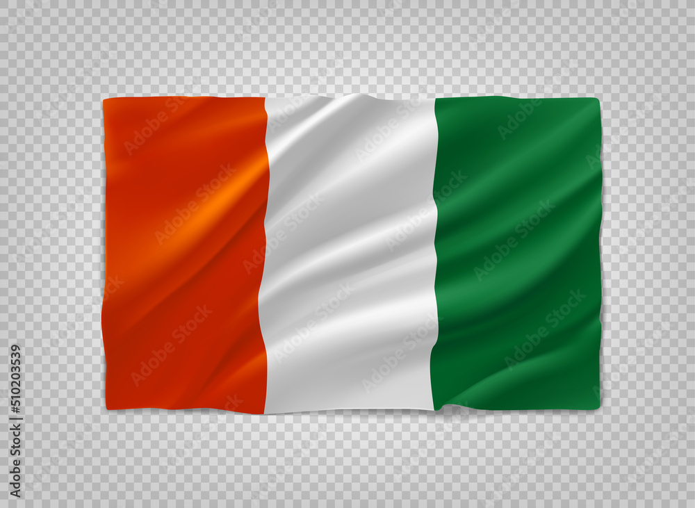 Flag of Cote Divoire. 3d vector object isolated on transparent background