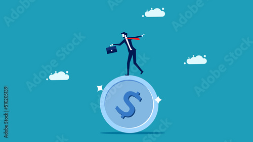 Money decisions. Investors make financial plans. take currency risk. business concept vector