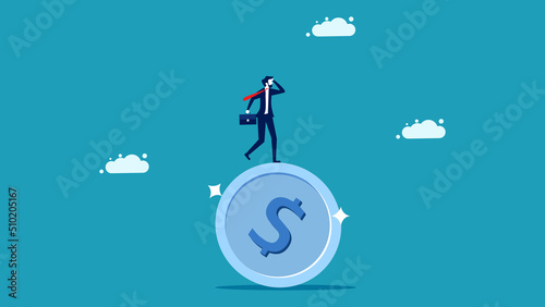 Money decisions. Investors make financial plans. take currency risk. business concept vector