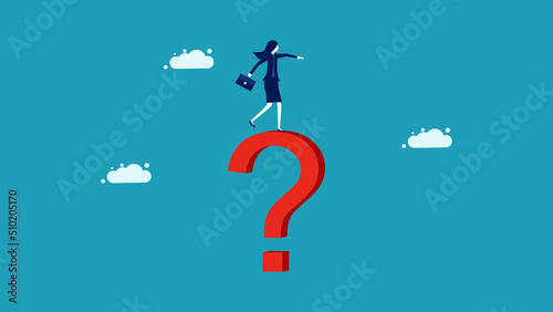 Fototapeta Naklejka Na Ścianę i Meble -  decision to solve problems. Business woman filed on a question mark. business concept vector illustration