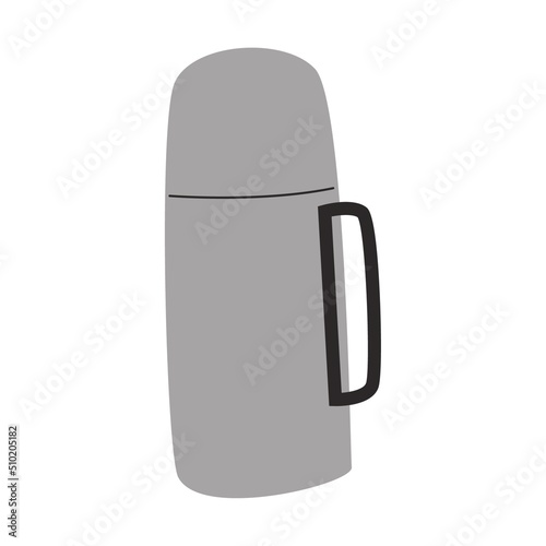 Thermos. Thermocup. Equipment for tourism, camping, travel, hiking. Flat vector illustration isolated on a white background.