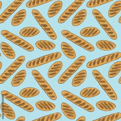 A pattern of simple illustrations of bakery products, contour pictures for kitchen decor