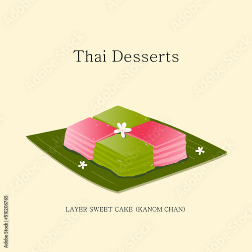 vector illustration Thai dessert Made with coconut and egg yolks and sugar.  vector eps 10
