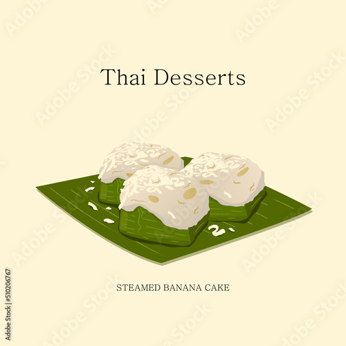vector illustration Thai dessert Made with coconut and egg yolks and sugar.  vector eps 10