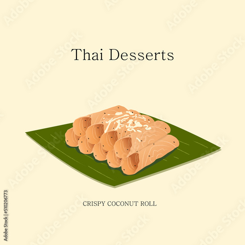 vector illustration Thai dessert Made with coconut and egg yolks and sugar.  vector eps 10