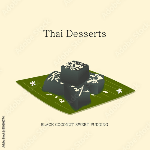 vector illustration Thai dessert Made with coconut and egg yolks and sugar.  vector eps 10