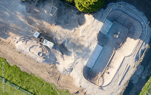 Skatepark being constructed in Banchory viewed from above photo