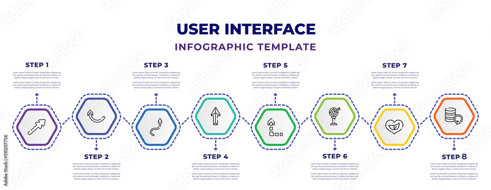user interface infographic design template with right up arrow ...