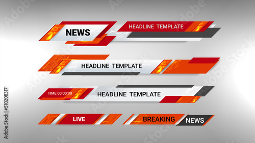 Set of Broadcast News Lower Thirds Banner for Television, Video and Media Channel