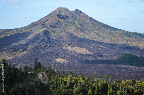 Front view of Mount Batur Active volcano of Bali Island, Indonesia in the morning.
