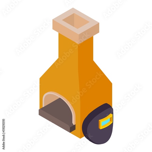 Metallurgist tool icon isometric vector. Blacksmith oven, safety equipment icon. Protective equipment, metallurgy, blacksmithing