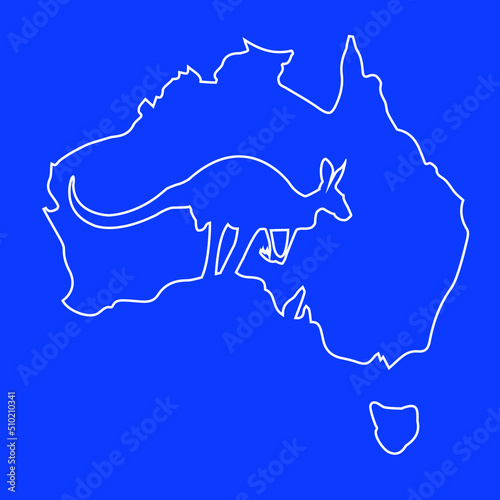 australian map with kangaroo silhouette