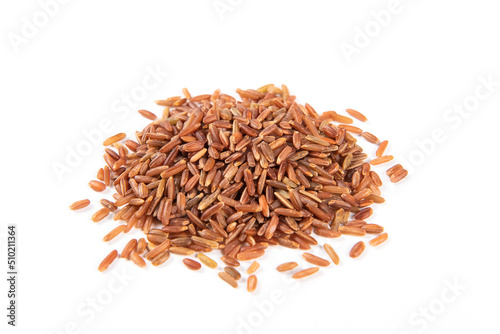 Pile of red rice isolated on white background