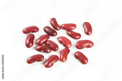 Pile Red kidney bean isolated on white background.