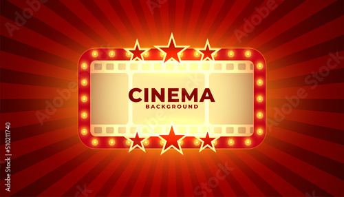 retro style cinema background with stars and film reel