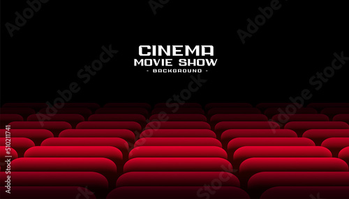 cinema theater stage with rows of red seats