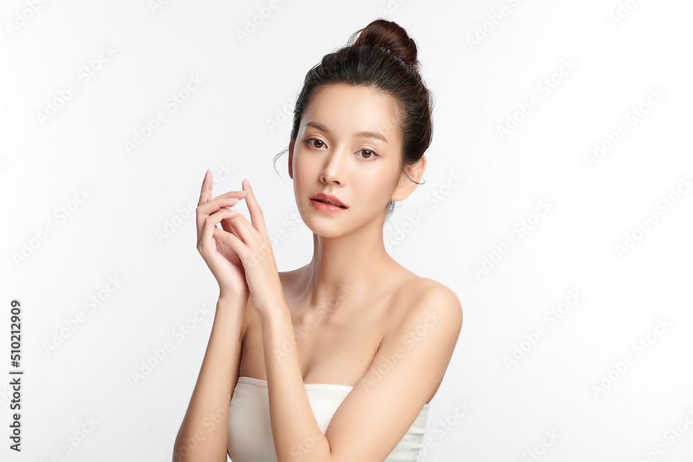Beautiful young asian woman with clean fresh skin on white background, Face care, Facial treatment, Cosmetology, beauty and spa, Asian women portrait. Beautiful young asian woman with clean fresh skin on white background, Face care, Facial treatment, Cosmetology, beauty and spa, Asian women portrait.